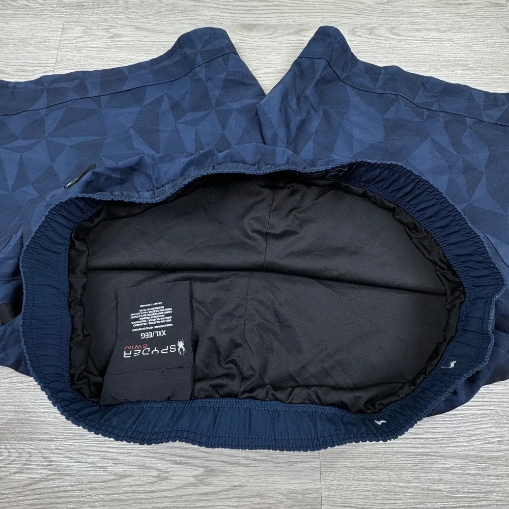 Spyder Men's Swim Trunks Geometric Navy Blue XXL Board Shorts Drawstring Pockets